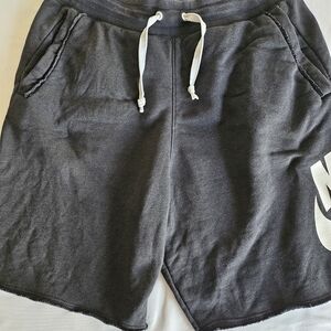 Nike Black Athletic Sweat, Cut Offs Shorts with White Logo Sz Small